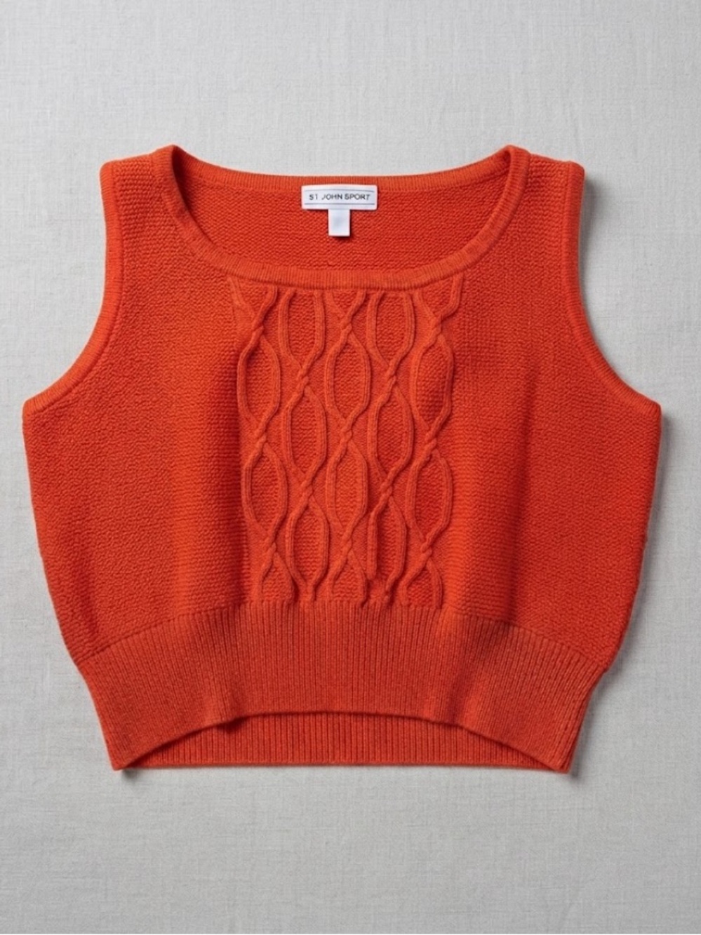 Large Women FST. JOHN SPORT Women's Layers Cable Knit Sleeveless Sweater Fall